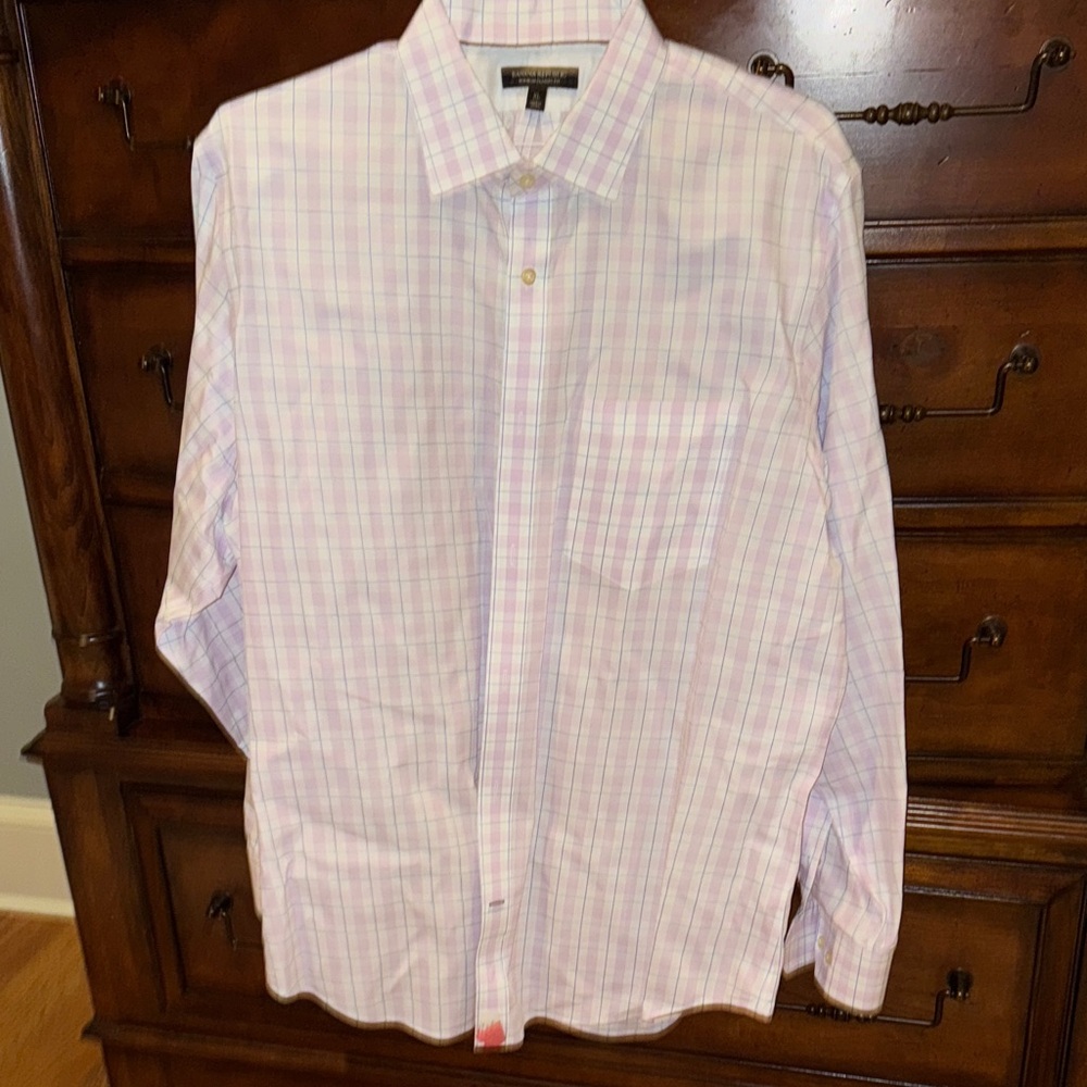 Banana Republic Men's Lavender Plaid Shirt. Non iron. XL. EUC